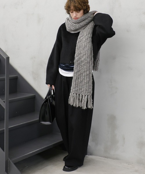 BOTTEGA VENETA フリンジ　マフラー　ブラック brand-pit_210907-106-15-bv