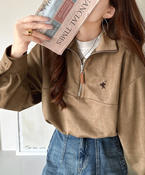 classicalelf(クラシカルエルフ)の「ゆったりシルエットでこなれ感。胸刺繍スエードポンチハーフジッププルオーバー(スウェット・レディース・アイボリー/オフホワイト/モカ・MEDIUM/LARGE/X-LARGE/SMALL)」の19枚目の写真