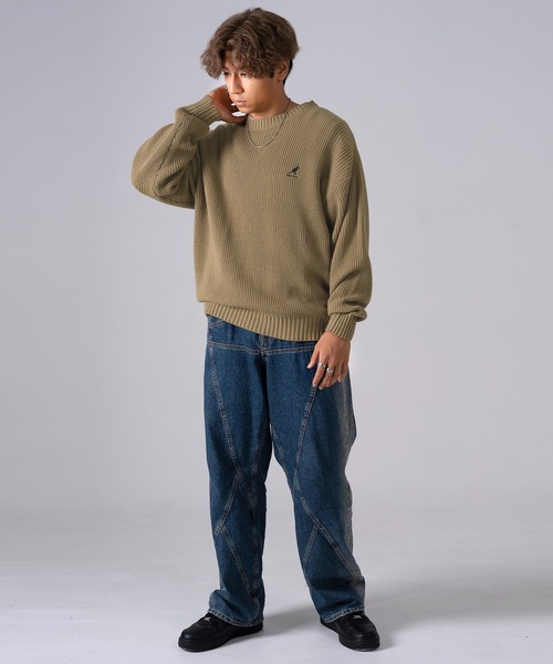 KANGOL(カンゴール)の「【別注】KANGOL カンゴール ブランド ロゴ ワンポイント 刺繍 クルーニット 長袖 セーター(ニット/セーター・メンズ・ライトグレー/ブラック/ベージュ・M/L/XL)」の7枚目の写真