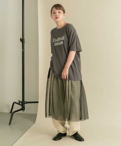 KBF（ケイビーエフ）の「メッシュラインレイヤードスカート（スカート・レディース・ブラック/オフホワイト・ONE）」の9枚目の写真