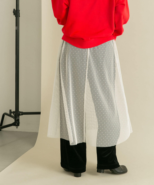 KBF（ケイビーエフ）の「メッシュラインレイヤードスカート（スカート・レディース・ブラック/オフホワイト・ONE）」の14枚目の写真