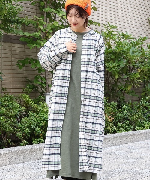 チチカカ(チチカカ)の「リャマ刺繍チェックシャツワンピース(シャツワンピース・レディース・ブラック/ライトグレー/グリーン・FREE)」の7枚目の写真