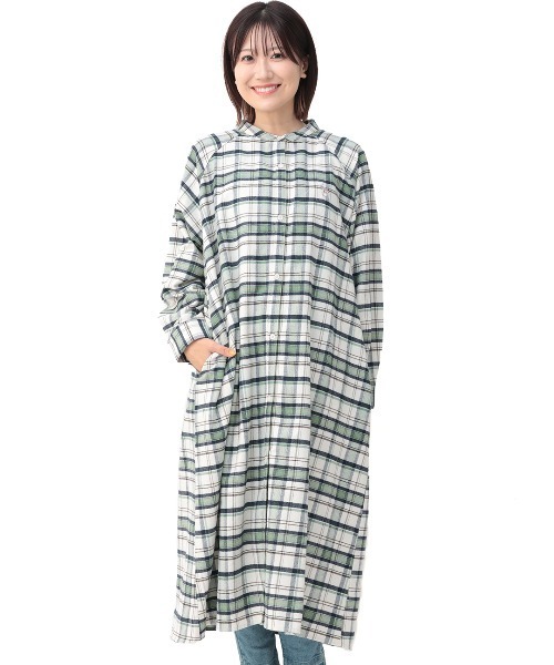 チチカカ(チチカカ)の「リャマ刺繍チェックシャツワンピース(シャツワンピース・レディース・ブラック/ライトグレー/グリーン・FREE)」の12枚目の写真