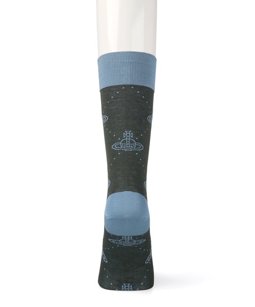 Vivienne Westwood ACCESSORIES（ヴィヴィアンウエストウッドアクセサリー）の「“ORBオールオーバー” メンズ クルーソックス【249970 373M】（ソックス/靴下・メンズ・ネイビー/グリーン系その他・25-26）」の4枚目の写真