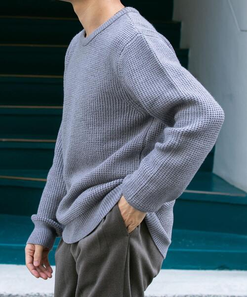 URBAN RESEARCH ROSSO MEN（アーバンリサーチロッソメン）の「ウォッシャブルストレッチワッフルクルーネックプルオーバー（ニット/セーター・メンズ・ブラウン/ネイビー/ブラック/グレー・MEDIUM/LARGE）」の5枚目の写真