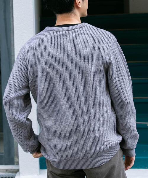 セール】ウォッシャブルストレッチワッフルクルーネックプルオーバー