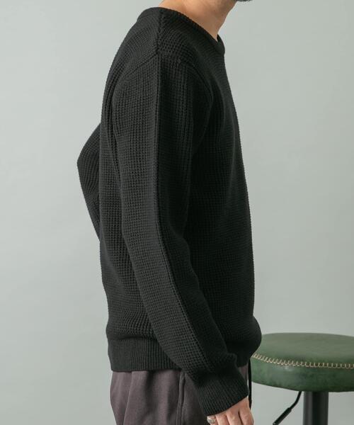 セール】ウォッシャブルストレッチワッフルクルーネックプルオーバー