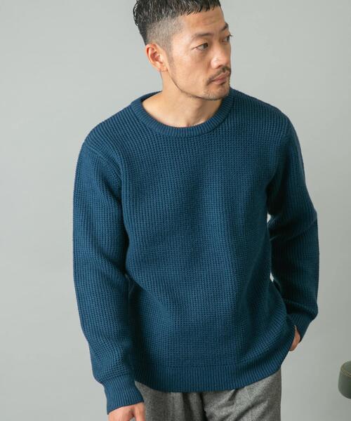 リプレイ ワッフル クルーネック ニット 長袖 プルオーバー　ダメージ加工 リプレイ ワッフル クルーネック ニット 長袖 プルオーバー ダメージ