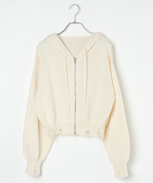 3.3 Field Trip （3.3フィールドトリップ）の「【新色登場】3.3 Field Trip／ダブルジップダメージニット（ニット/セーター・レディース・グレー/ホワイト/ネイビー/ブラウン/アイボリー/ライトグレー/ピンク/その他1/その他2/ブラック/レッド/チャコールグレー/ブラック系その他/レッド系その他・FREE）」の18枚目の写真