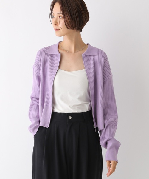 LEPSIM（レプシィム）の「12ゲージリブZIPカーディガン　133278（カーディガン/ボレロ・レディース・ライトグレー/ライトパープル/ブラック・FREE）」の3枚目の写真