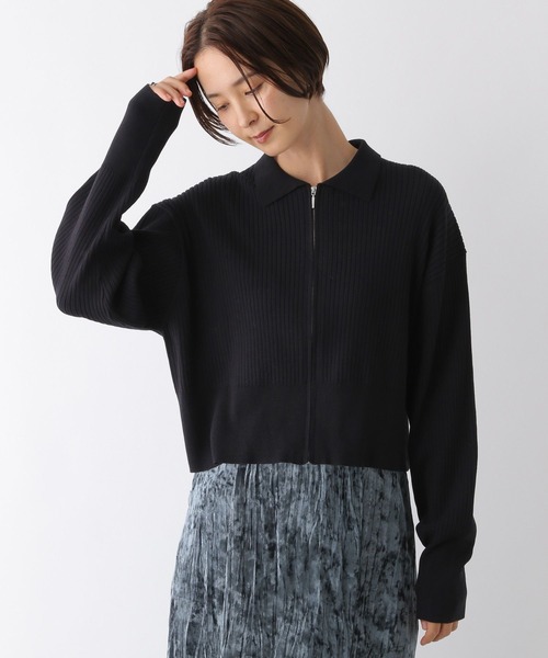 LEPSIM（レプシィム）の「12ゲージリブZIPカーディガン　133278（カーディガン/ボレロ・レディース・ライトグレー/ライトパープル/ブラック・FREE）」の6枚目の写真