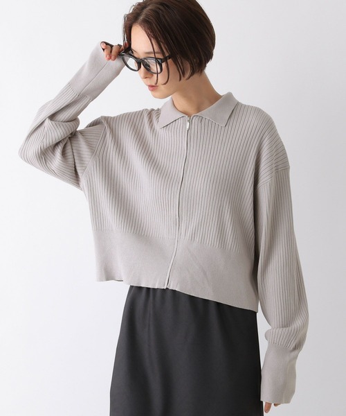 LEPSIM（レプシィム）の「12ゲージリブZIPカーディガン　133278（カーディガン/ボレロ・レディース・ライトグレー/ライトパープル/ブラック・FREE）」の9枚目の写真