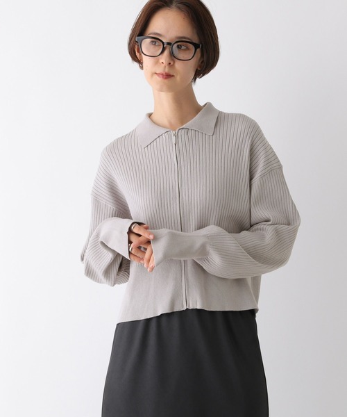 LEPSIM（レプシィム）の「12ゲージリブZIPカーディガン　133278（カーディガン/ボレロ・レディース・ライトグレー/ライトパープル/ブラック・FREE）」の10枚目の写真