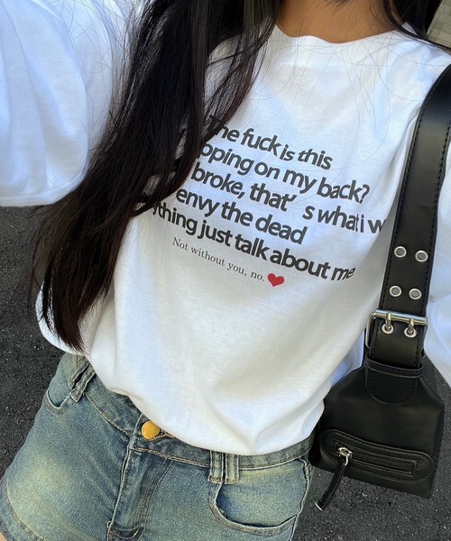 fiere(フィエール)の「韓国っぽテキストロンT/長袖Tシャツ(Tシャツ/カットソー・レディース・ホワイト・MEDIUM/LARGE/SMALL/X-LARGE)」の9枚目の写真