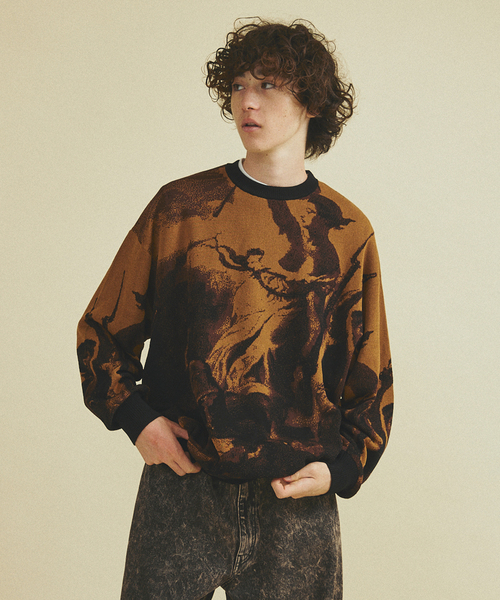 417 EDIFICE（フォーワンセブンエディフィス）の「Revolution ニット（ニット/セーター・メンズ・チャコールグレー/ブラウン・MEDIUM/LARGE）」の2枚目の写真