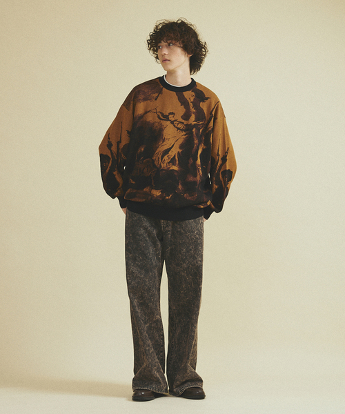 417 EDIFICE（フォーワンセブンエディフィス）の「Revolution ニット（ニット/セーター・メンズ・チャコールグレー/ブラウン・MEDIUM/LARGE）」の4枚目の写真