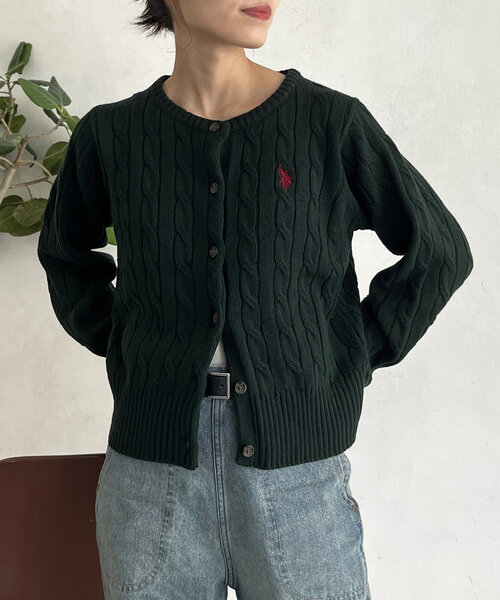 U.S. POLO ASSN.（ユーエスポロアッスン）の「ケーブルカーディガン24（カーディガン/ボレロ・レディース・アイボリー/ネイビー/グリーン/レッド/グレー・FREE）」の11枚目の写真