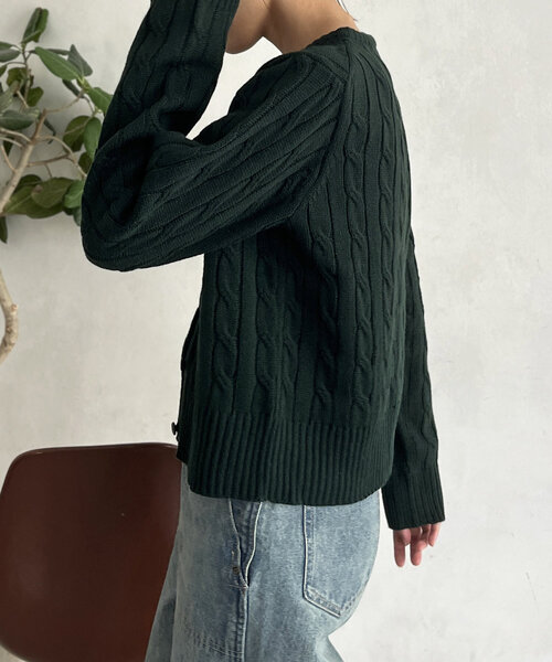 U.S. POLO ASSN.（ユーエスポロアッスン）の「ケーブルカーディガン24（カーディガン/ボレロ・レディース・アイボリー/ネイビー/グリーン/レッド/グレー・FREE）」の12枚目の写真