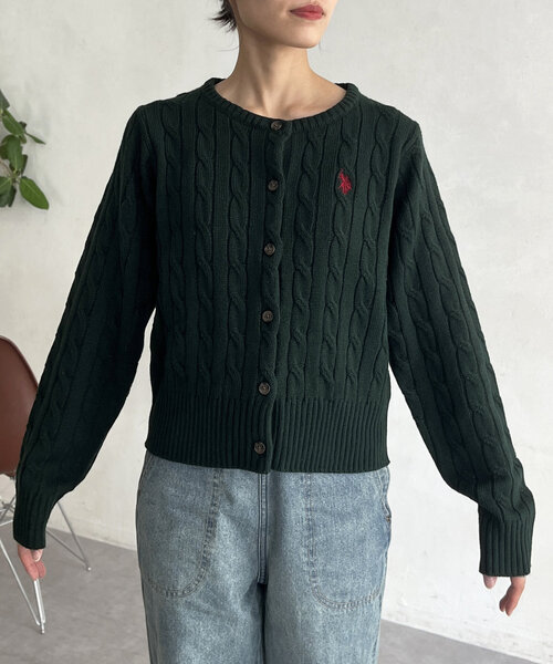 U.S. POLO ASSN.（ユーエスポロアッスン）の「ケーブルカーディガン24（カーディガン/ボレロ・レディース・アイボリー/ネイビー/グリーン/レッド/グレー・FREE）」の15枚目の写真