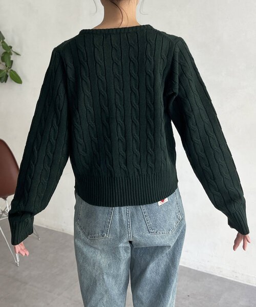 U.S. POLO ASSN.（ユーエスポロアッスン）の「ケーブルカーディガン24（カーディガン/ボレロ・レディース・アイボリー/ネイビー/グリーン/レッド/グレー・FREE）」の16枚目の写真