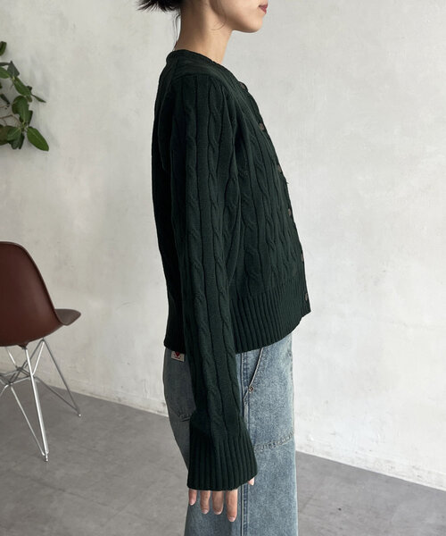 U.S. POLO ASSN.（ユーエスポロアッスン）の「ケーブルカーディガン24（カーディガン/ボレロ・レディース・アイボリー/ネイビー/グリーン/レッド/グレー・FREE）」の17枚目の写真