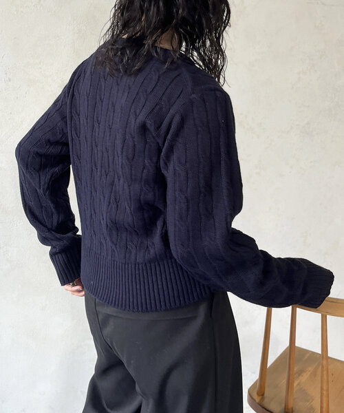 U.S. POLO ASSN.（ユーエスポロアッスン）の「ケーブルカーディガン24（カーディガン/ボレロ・レディース・アイボリー/ネイビー/グリーン/レッド/グレー・FREE）」の21枚目の写真