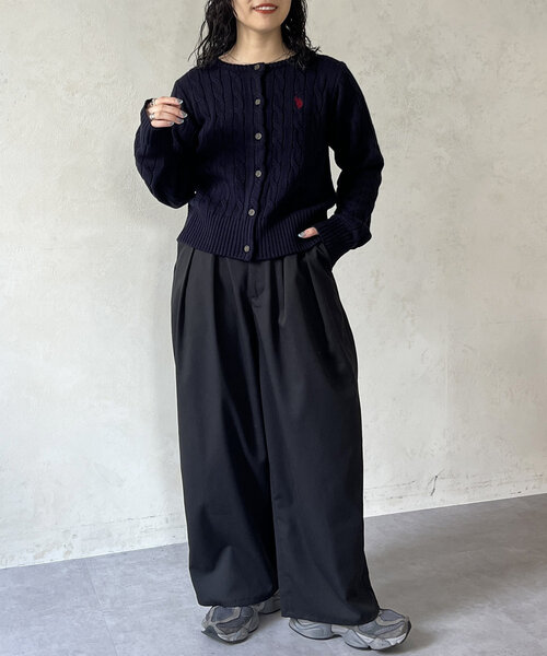 U.S. POLO ASSN.（ユーエスポロアッスン）の「ケーブルカーディガン24（カーディガン/ボレロ・レディース・アイボリー/ネイビー/グリーン/レッド/グレー・FREE）」の22枚目の写真