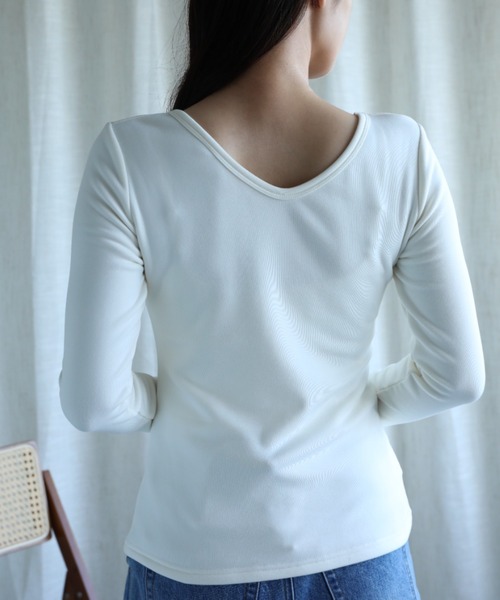 aimoha（アイモハ）の「【Aimoha】2WAY裏起毛インナートップス (AW) (LV)（Tシャツ/カットソー・レディース・ベージュ/ホワイト/ブラウン/ブラック・SMALL/MEDIUM/LARGE/X-LARGE/XX-LARGE）」の14枚目の写真