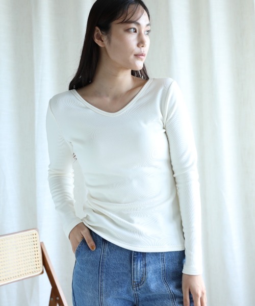 aimoha（アイモハ）の「【Aimoha】2WAY裏起毛インナートップス (AW) (LV)（Tシャツ/カットソー・レディース・ベージュ/ホワイト/ブラウン/ブラック・SMALL/MEDIUM/LARGE/X-LARGE/XX-LARGE）」の12枚目の写真