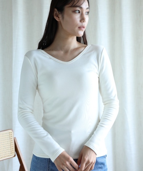 aimoha（アイモハ）の「【Aimoha】2WAY裏起毛インナートップス (AW) (LV)（Tシャツ/カットソー・レディース・ベージュ/ホワイト/ブラウン/ブラック・SMALL/MEDIUM/LARGE/X-LARGE/XX-LARGE）」の11枚目の写真