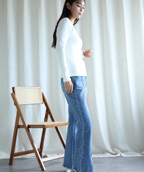 aimoha（アイモハ）の「【Aimoha】2WAY裏起毛インナートップス (AW) (LV)（Tシャツ/カットソー・レディース・ベージュ/ホワイト/ブラウン/ブラック・SMALL/MEDIUM/LARGE/X-LARGE/XX-LARGE）」の7枚目の写真