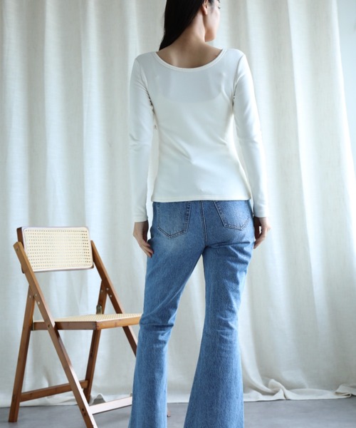 aimoha（アイモハ）の「【Aimoha】2WAY裏起毛インナートップス (AW) (LV)（Tシャツ/カットソー・レディース・ベージュ/ホワイト/ブラウン/ブラック・SMALL/MEDIUM/LARGE/X-LARGE/XX-LARGE）」の8枚目の写真