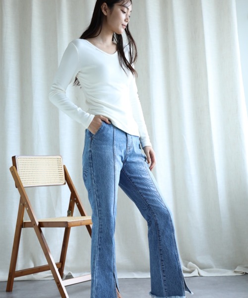 aimoha（アイモハ）の「【Aimoha】2WAY裏起毛インナートップス (AW) (LV)（Tシャツ/カットソー・レディース・ベージュ/ホワイト/ブラウン/ブラック・SMALL/MEDIUM/LARGE/X-LARGE/XX-LARGE）」の9枚目の写真