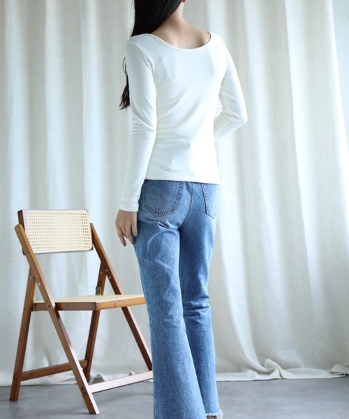 aimoha（アイモハ）の「【Aimoha】2WAY裏起毛インナートップス (AW) (LV)（Tシャツ/カットソー・レディース・ベージュ/ホワイト/ブラウン/ブラック・SMALL/MEDIUM/LARGE/X-LARGE/XX-LARGE）」の10枚目の写真