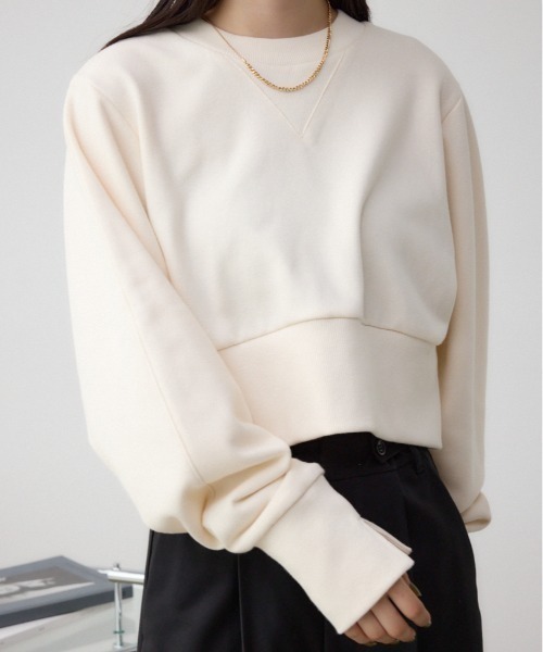 AZUL by moussy（アズールバイマウジー）の「バックデザインクロップドスウェット（スウェット・レディース・ブラック/アイボリー/ダークブルー・FREE）」の2枚目の写真