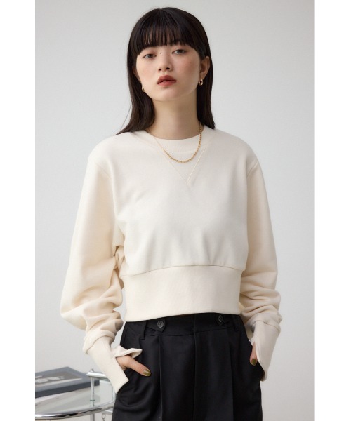 AZUL by moussy（アズールバイマウジー）の「バックデザインクロップドスウェット（スウェット・レディース・ブラック/アイボリー/ダークブルー・FREE）」の5枚目の写真