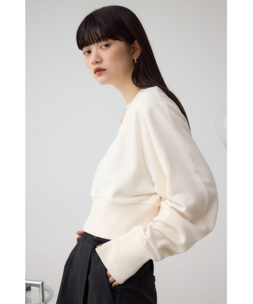 AZUL by moussy（アズールバイマウジー）の「バックデザインクロップドスウェット（スウェット・レディース・ブラック/アイボリー/ダークブルー・FREE）」の7枚目の写真