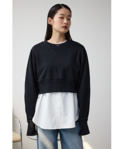 AZUL by moussy（アズールバイマウジー）の「バックデザインクロップドスウェット（スウェット・レディース・ブラック/アイボリー/ダークブルー・FREE）」の18枚目の写真