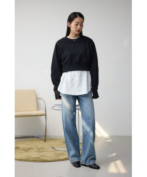 AZUL by moussy（アズールバイマウジー）の「バックデザインクロップドスウェット（スウェット・レディース・ブラック/アイボリー/ダークブルー・FREE）」の19枚目の写真
