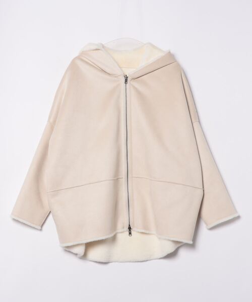 Lui's（ルイス）の「フェイクムートンコクーンフードコート（その他アウター・レディース・チャコールグレー/アイボリー/ベージュ・FREE）」の18枚目の写真