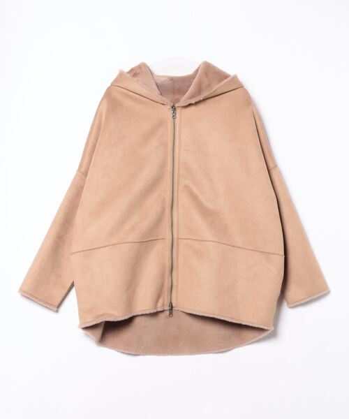 Lui's（ルイス）の「フェイクムートンコクーンフードコート（その他アウター・レディース・チャコールグレー/アイボリー/ベージュ・FREE）」の19枚目の写真