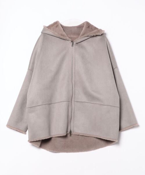 Lui's（ルイス）の「フェイクムートンコクーンフードコート（その他アウター・レディース・チャコールグレー/アイボリー/ベージュ・FREE）」の20枚目の写真