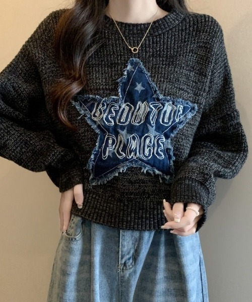 DIAVEL（ディアベル）の「星柄ドッキングニットトップス/ニットプル