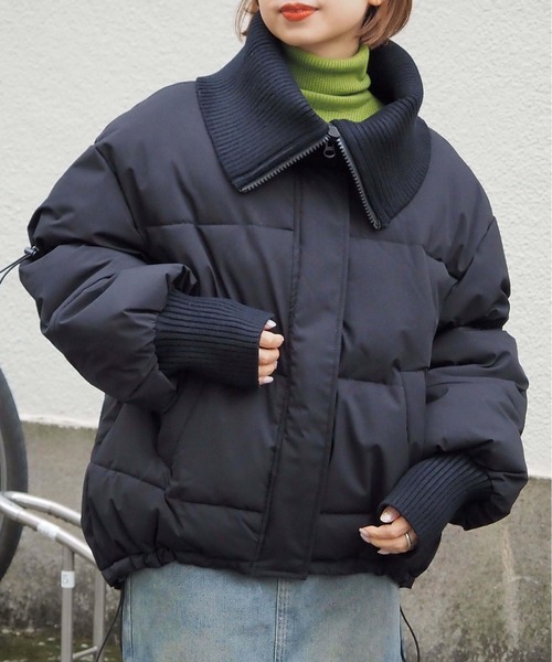 セール】フェイクダウン襟リブブルゾン（ダウンジャケット/コート