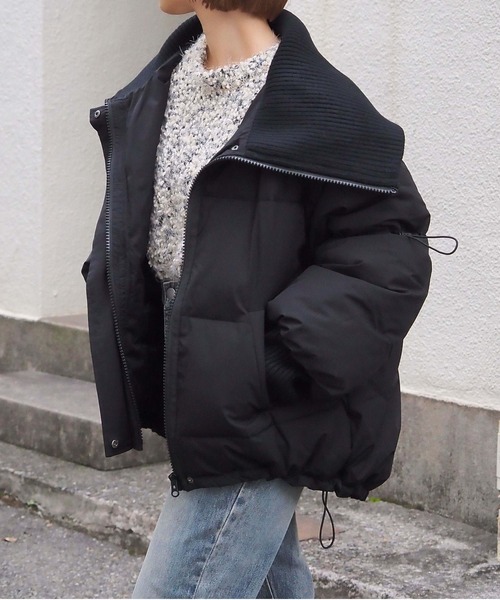 tiptop(ティップトップ)の「フェイクダウン襟リブブルゾン(ダウンジャケット/コート・レディース・アイボリー/ブラック・FREE)」の18枚目の写真