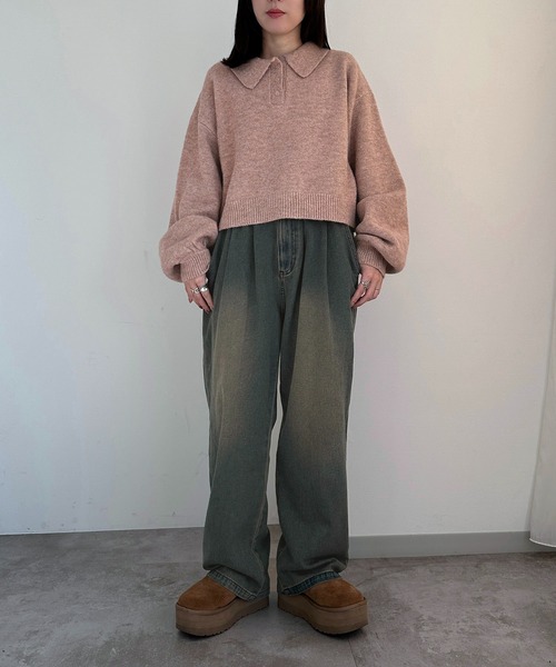 apres jour mignon（アプレジュールミニョン）の「ポロニット【ZOZOTOWN限定アイテム】（ニット/セーター・レディース・アイボリー/カーキ/ブラック/レッド/オレンジ/ベージュ/ピンク/ブラック系その他・フリー/X-LARGE）」の11枚目の写真