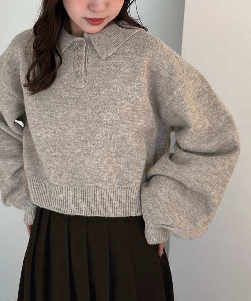 apres jour mignon（アプレジュールミニョン）の「ポロニット【ZOZOTOWN限定アイテム】（ニット/セーター・レディース・アイボリー/カーキ/ブラック/レッド/オレンジ/ベージュ/ピンク/ブラック系その他・フリー/X-LARGE）」の16枚目の写真