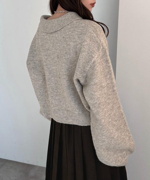 apres jour mignon（アプレジュールミニョン）の「ポロニット【ZOZOTOWN限定アイテム】（ニット/セーター・レディース・アイボリー/カーキ/ブラック/レッド/オレンジ/ベージュ/ピンク/ブラック系その他・フリー/X-LARGE）」の19枚目の写真