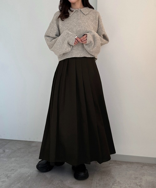 apres jour mignon（アプレジュールミニョン）の「ポロニット【ZOZOTOWN限定アイテム】（ニット/セーター・レディース・アイボリー/カーキ/ブラック/レッド/オレンジ/ベージュ/ピンク/ブラック系その他・フリー/X-LARGE）」の20枚目の写真