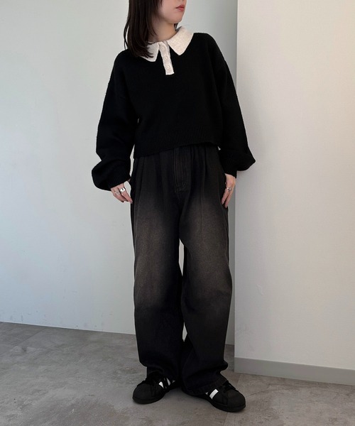 apres jour mignon（アプレジュールミニョン）の「ポロニット【ZOZOTOWN限定アイテム】（ニット/セーター・レディース・アイボリー/カーキ/ブラック/レッド/オレンジ/ベージュ/ピンク/ブラック系その他・フリー/X-LARGE）」の15枚目の写真